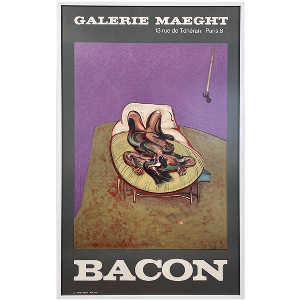 Originele Francis Bacon 1966 Tentoonstelling Litho met "Lying Figure", Ingelijst (Galerie Maeght)