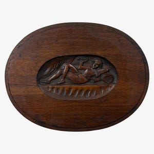 Antique Folk Art Carved Wood Plaque/Table Top