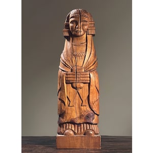 Vintage Hand Carved Folk Art Draped Figurative Sculpture/Outsider Art