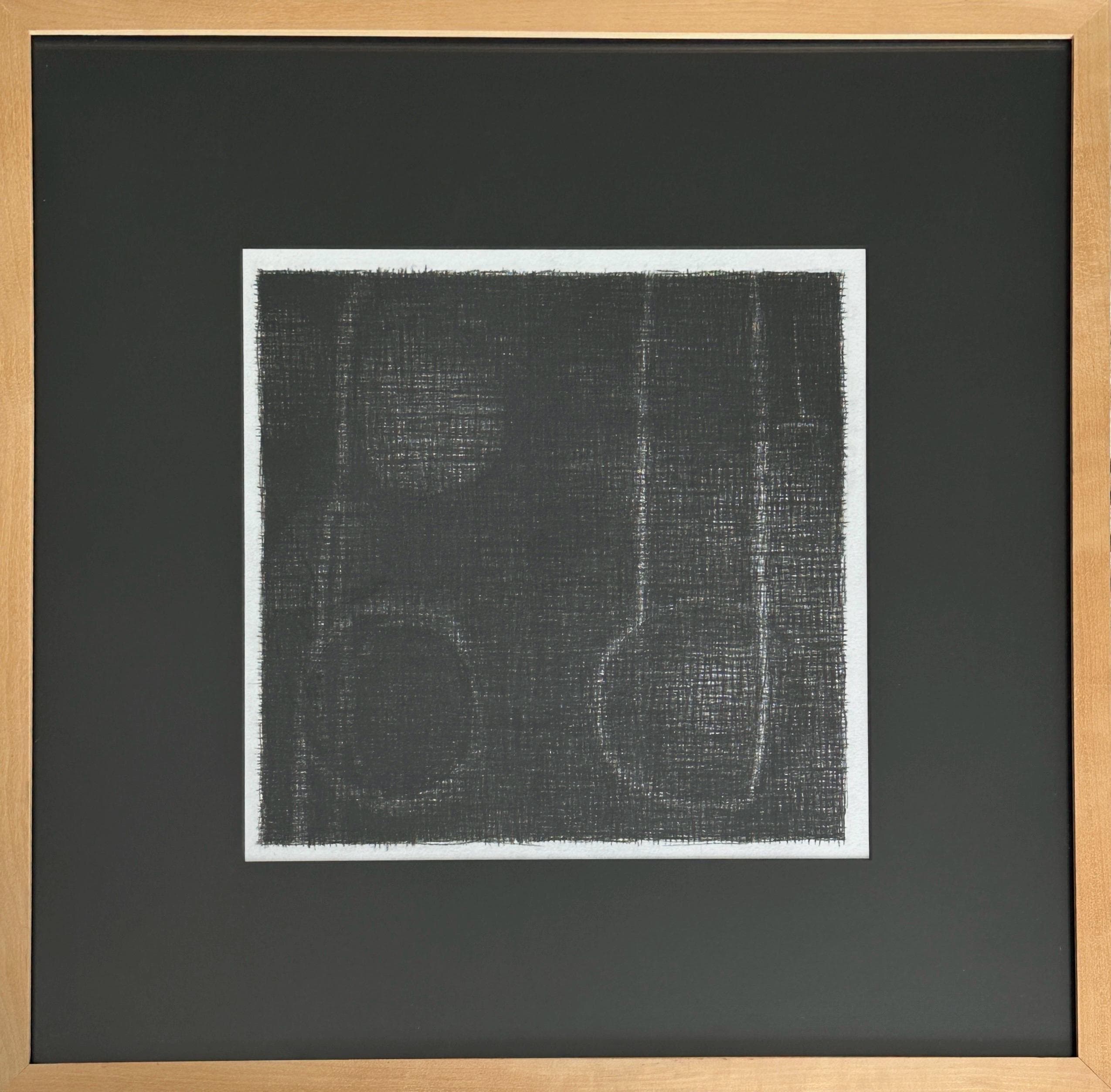Vintage Postmodernist Abstract Drawing "Family Secrets", 2007 (Charcoal on Paper, Framed)