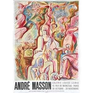Vintage 1970 André Masson Lithographic Exhibition Poster/Marcel Duchamp