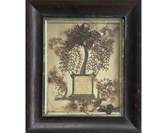 Rare Antique Victorian Reliquary/Mourning Hair Art, Framed