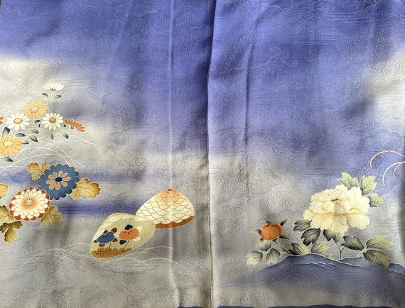 Vintage Japanese Purple Silk Kimono with Cloud an… - image 6