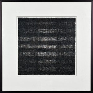 Vintage Abstract Expressionist Charcoal on Paper, Framed/Matted/Anni Albers/Bauhaus