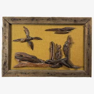 Vintage Folk Art Dimensional Bas-Relief Driftwood Assemblage