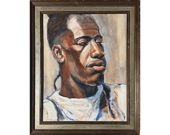Vintage Expressionist Portrait of Black Man by William Wendt, Signed (Oil on Canvas)
