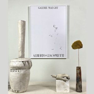 Vintage 1957 Minimalist Alberto Giacometti French Exhibition Print, Framed