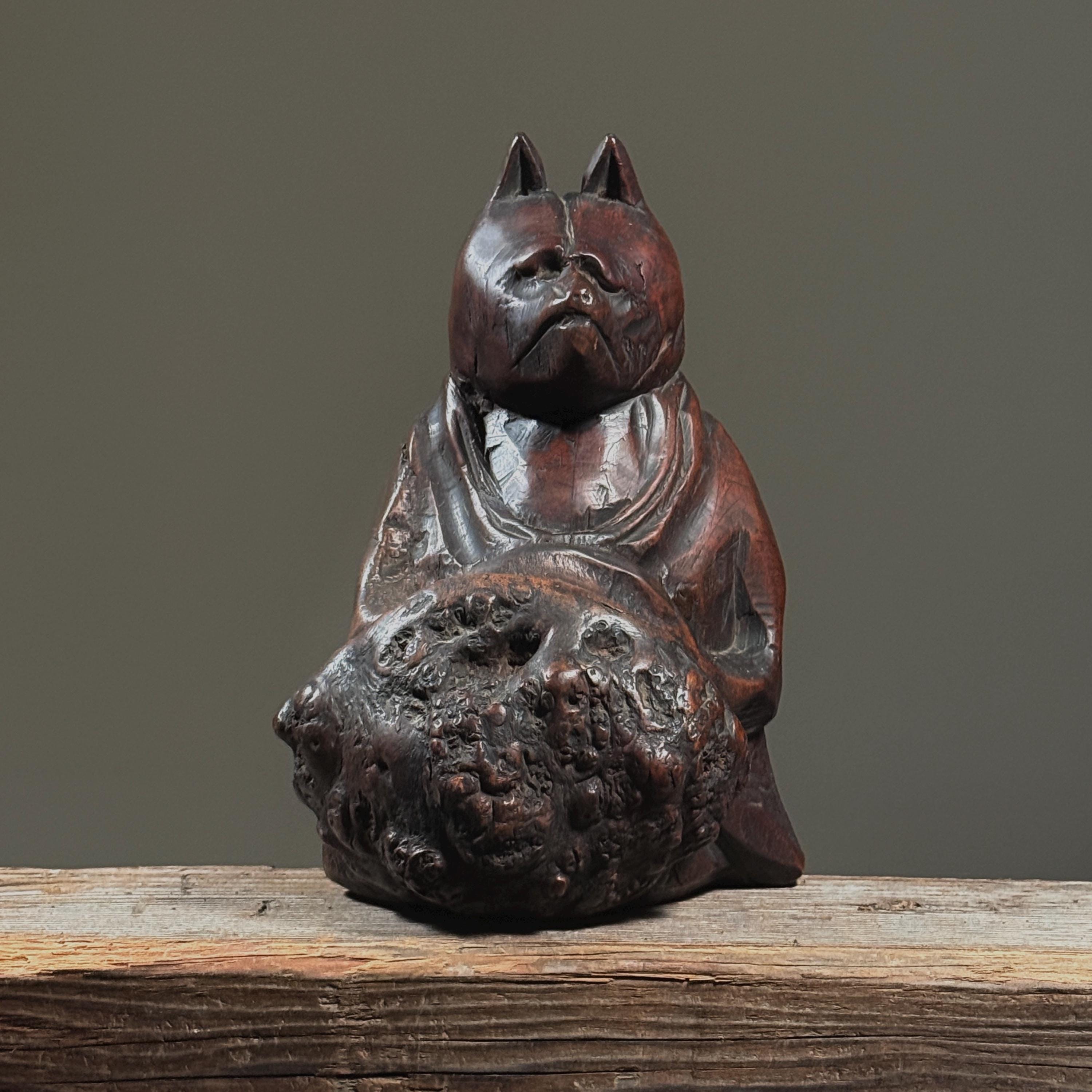Antique Hand Carved Japanese Tanuki Raccoon Dog Wood Sculpture - Etsy