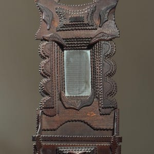 Antique Chip Carved Tramp Art Wall Pocket