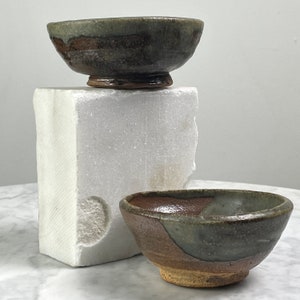 Vintage Pair of Japanese Chawan Stoneware Dishes (ca. 1960)