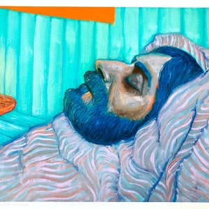 Marcel Proust - Deathbed - Glicée print by Gregorio Racadio, Signed/Post Realism