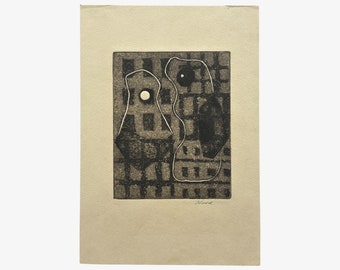 Richard Hood (1910-1995) - Modernist Biomorphic Etching, Signed (c. 1948, Unique Work)