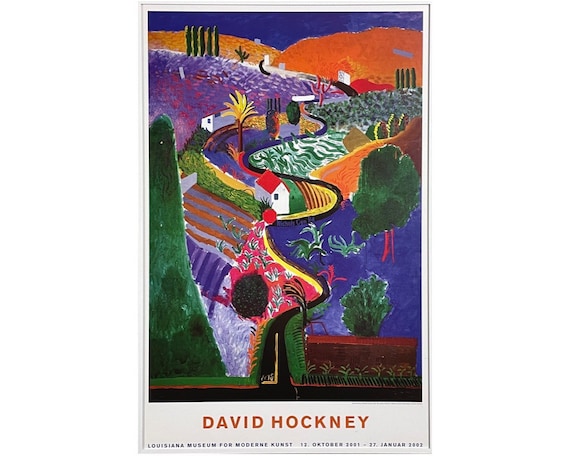 Vintage Danish David Hockney Exhibition Print (2001, Framed)