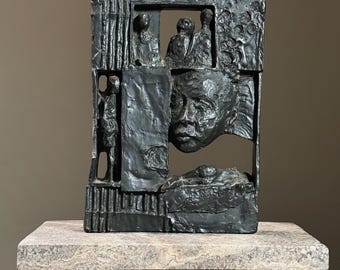 Vintage Expressionist Bas-Relief Figurative Sculpture by William Meyerowitz Ziamonon