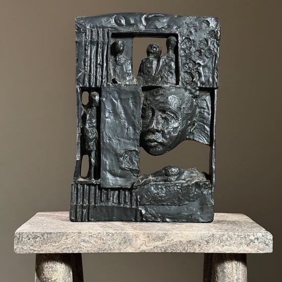 Vintage Expressionist Bas-Relief Figurative Sculpture by William Meyerowitz Ziamonon