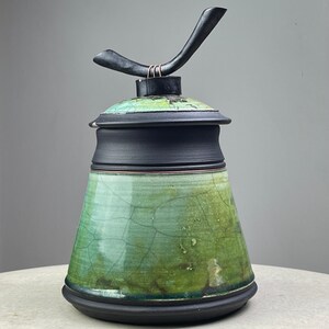 Ron Aubuchon (American, 1947-2014) Ceramic Lidded Iridescent Wood Fired Vessel (Ca. 2000, Signed)