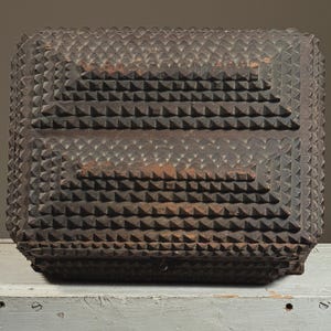 Antique Heavy Double 5 Layer Pyramid Lid Tramp Art Box/Folk Art