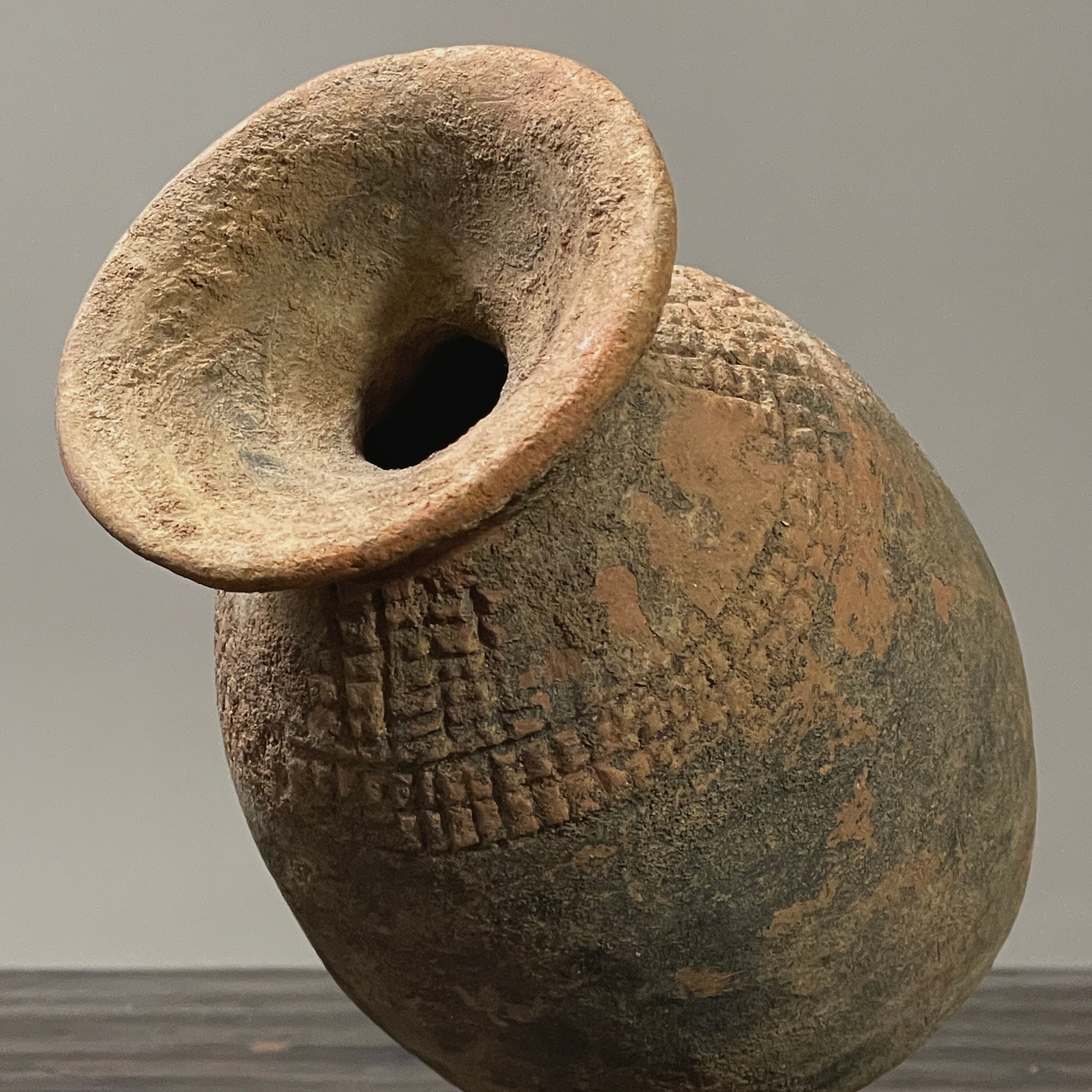 Antique Bura-asinda Culture Small Etched Terracotta Vase
