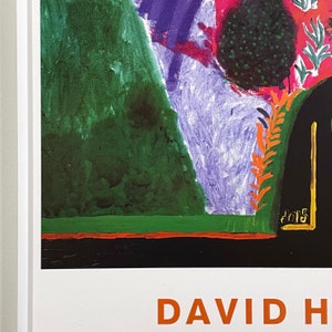 May include: A colorful abstract painting with green, purple, red, orange, and white paint. The painting features a large green shape in the upper left corner, a purple shape in the upper right corner, and a red shape in the center. The painting is signed "David H" in the lower right corner.