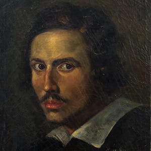Vintage Baroque Style Self Portrait of Artist After Bernini, Signed