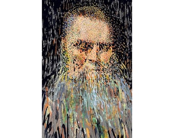 Stary abstrakcyjny ekspresjonistyczny portret figuralny brodatego mężczyzny, sygnowany (ok. 1994, olej na desce)