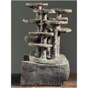 Vintage Large Modernist Mushroom Cluster Clay Sculpture by Margot Kempe (German, 1898-1981), Signed (ca. 1950)/Brutalist