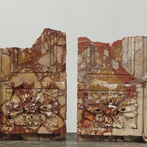 18th Century Antique Italian Marble Remnant Bookends