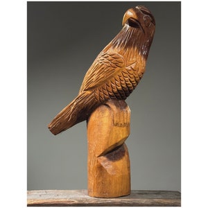 Vintage Hand Carved Folk Art Eagle Sculpture