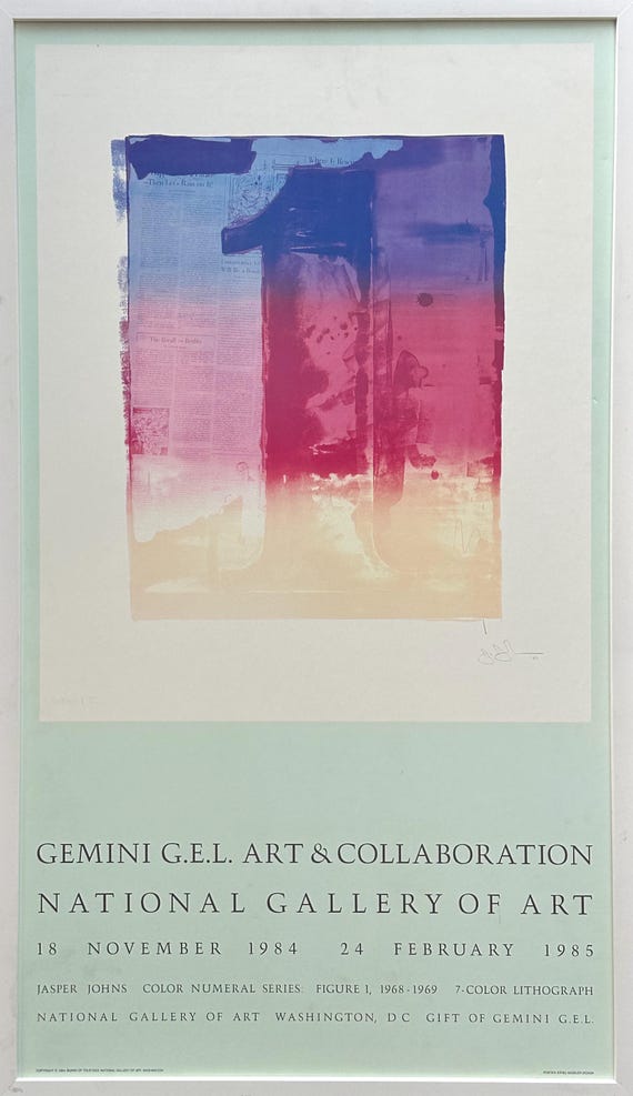 Jasper Johns 1985 National Gallery of Art Print on Board, Framed