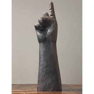 Antique Large Folk Art Hand Carved Pointed Finger Wood Statue/Outsider/Primitive Art