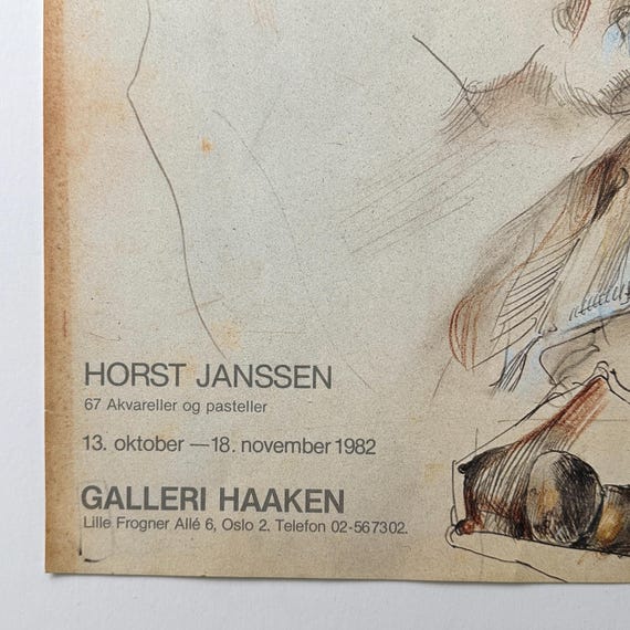 Vintage Horst Janssen Norway Exhibition Neo-expressionist Poster