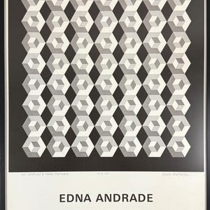 Vintage Edna Andrade Op Art NYC 1967 Exhibition Print, Signed