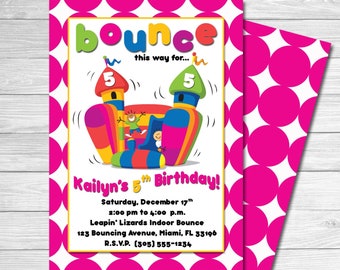 Bounce This Way! Birthday Invitation | Polka Dots | Printable | Photo | Any Color