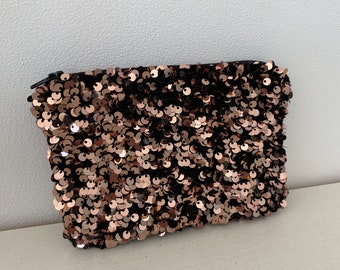 Petit porte monnaie ou pochette/GLITTER/ sequins cuivrés