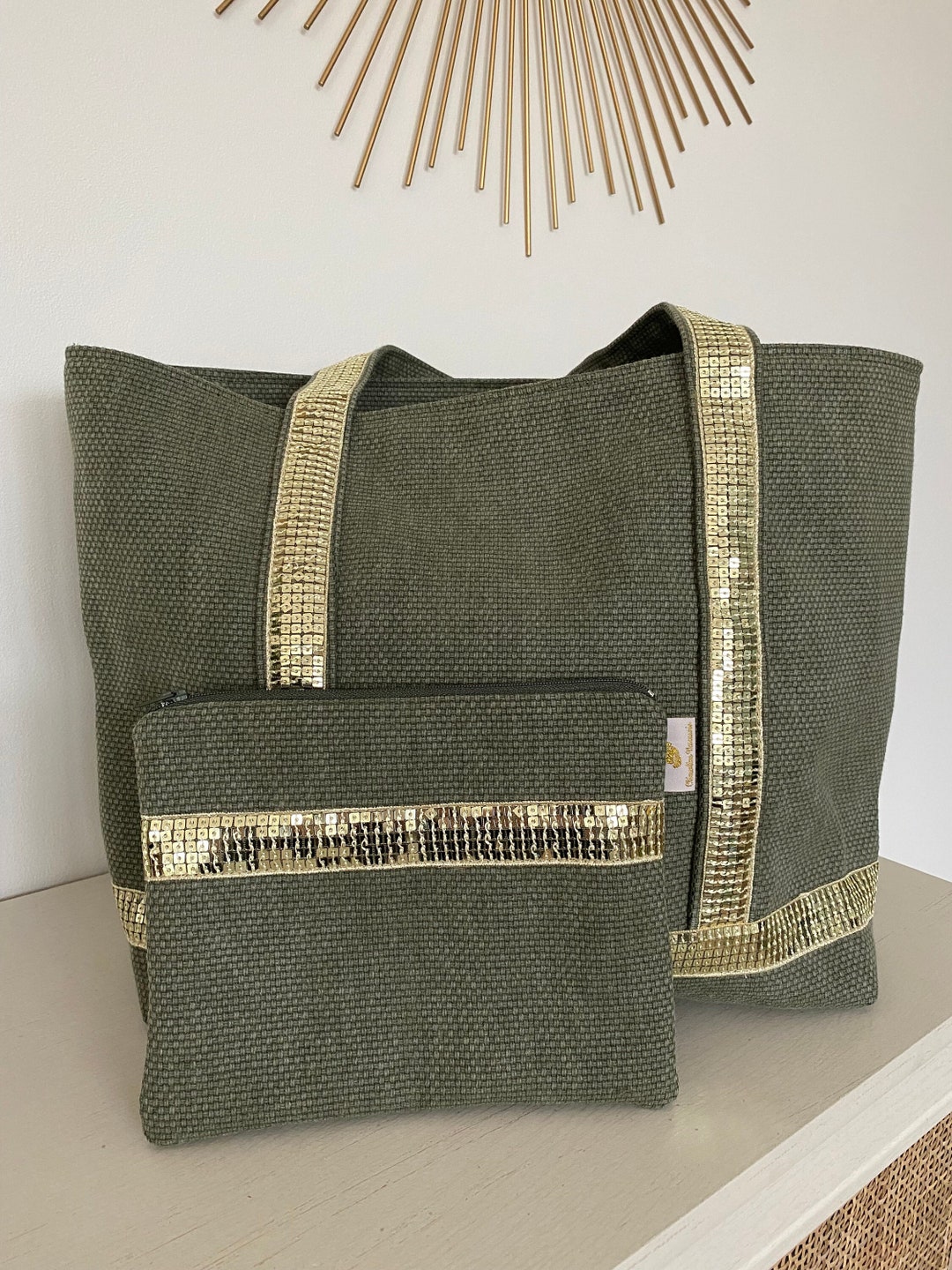 Sac bandoulière en cuir véritable kaki - France