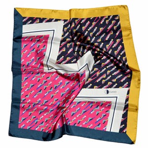 Silk scarf, exclusive print by Clara Degand, women&#39;s silk scarf, women&#39;s silk square 65 cm, Art Deco style silk scarf