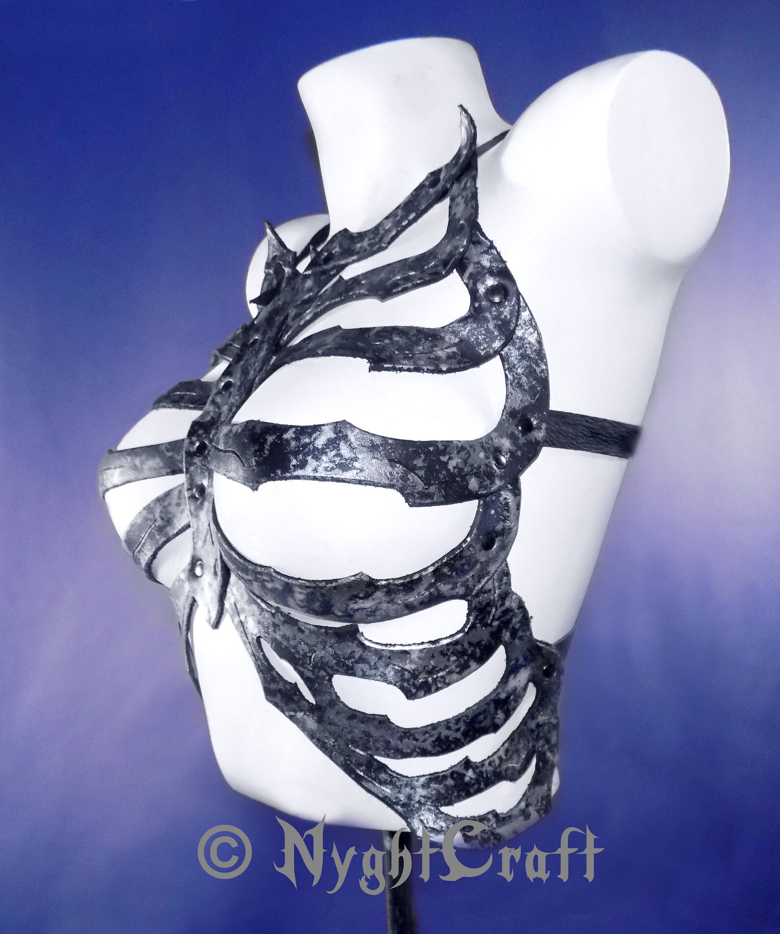 Leather Gunmetal Silver SkeleTop Wearable Rib Cage Etsy