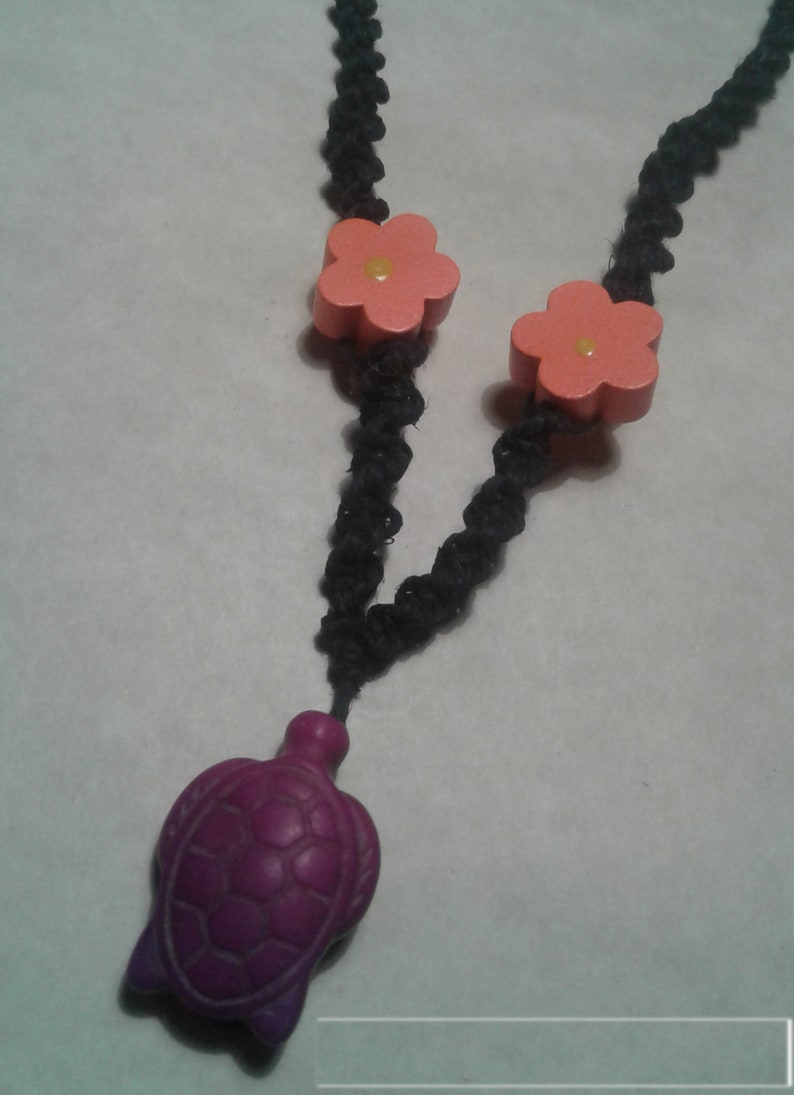 macrame jewelry hemp jewelry Turtle in the Spring pink turtle