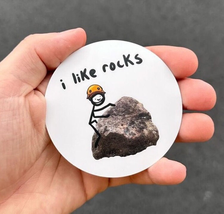 i like rocks circle sticker