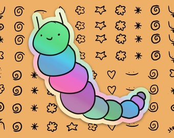 caterpillar holographic sticker