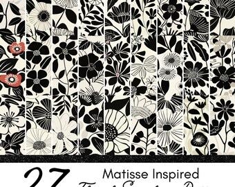 Seamless Pattern Retro Floral Spring Matisse Inspired Bundle JPEG Digital Download Commercial License for Print on Demand Sublimation