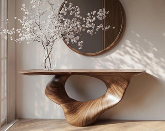 Console table unique art solid wood handmade narrow wood entryway table custom table decor living room wedding table decorations