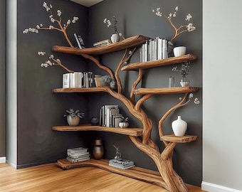 Custom Bookshelf, Rustic Bookcase, Wall Book Shelf Handmade Furniture Living Room Decor