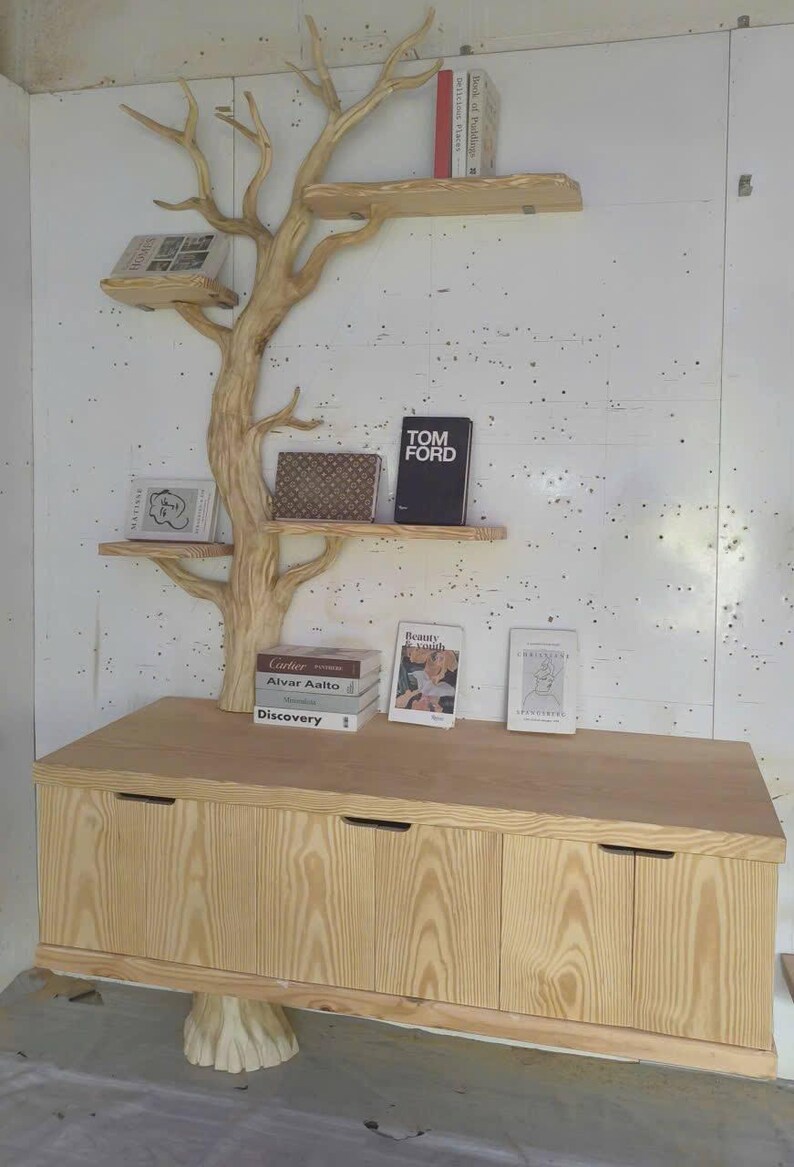 Handcrafted Tree Branch Bathroom Vanity: Natural Wood Wall Shelf - Etsy