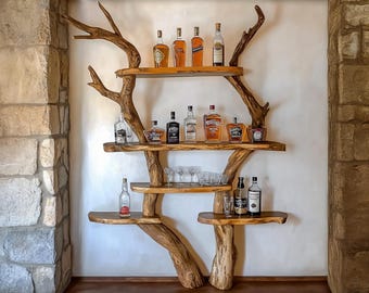 Rustic Tree Bookshelf Wood Bookcase Book Shelf Art Handmade Furniture For Home Decor