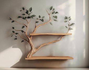 Natural Wood Bookcase Tree Bookshelf Custom Bookshelf Handmade Furniture for Living Room Decor