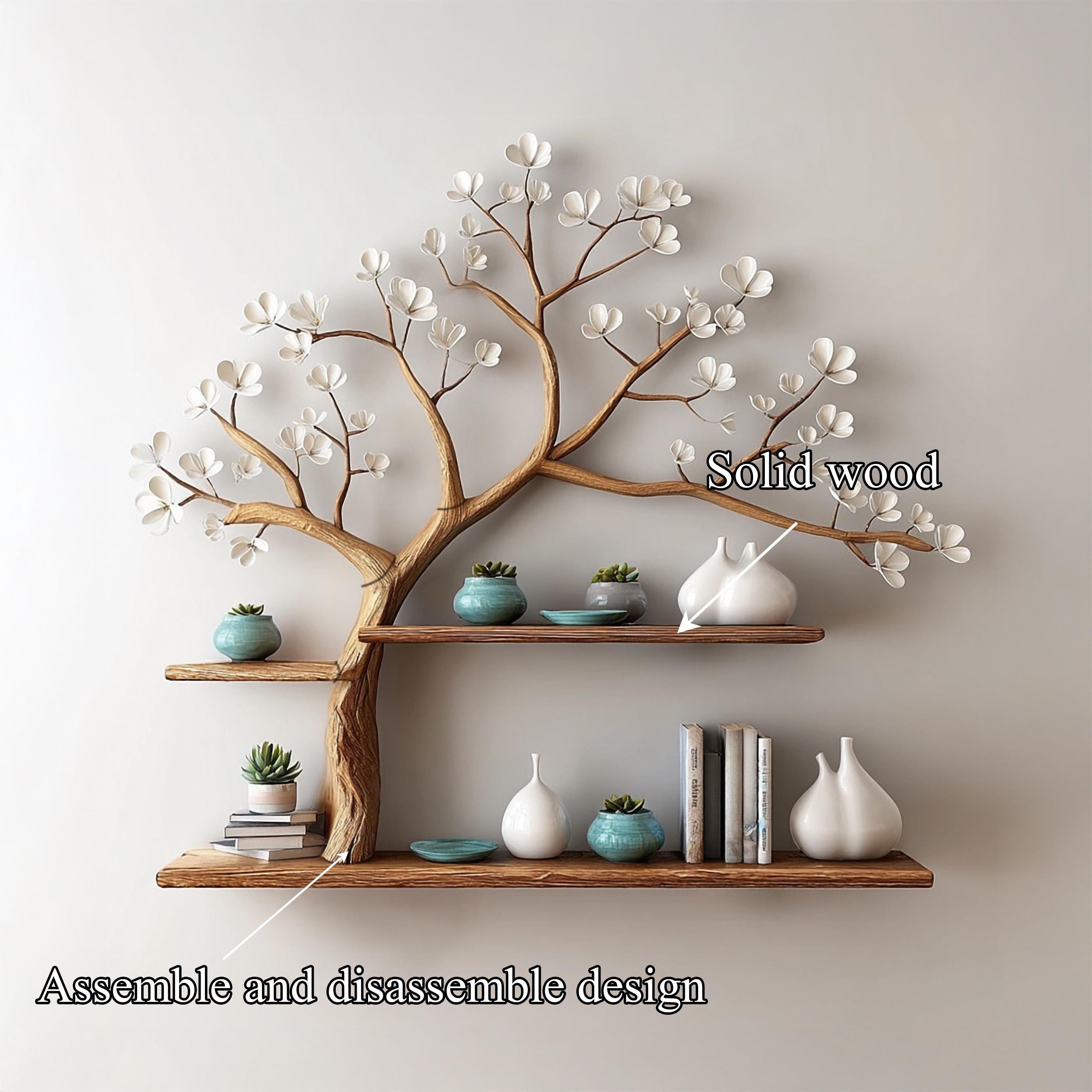 流木ツリーブックシェルフ：カスタムフローティングウッドシェルフ