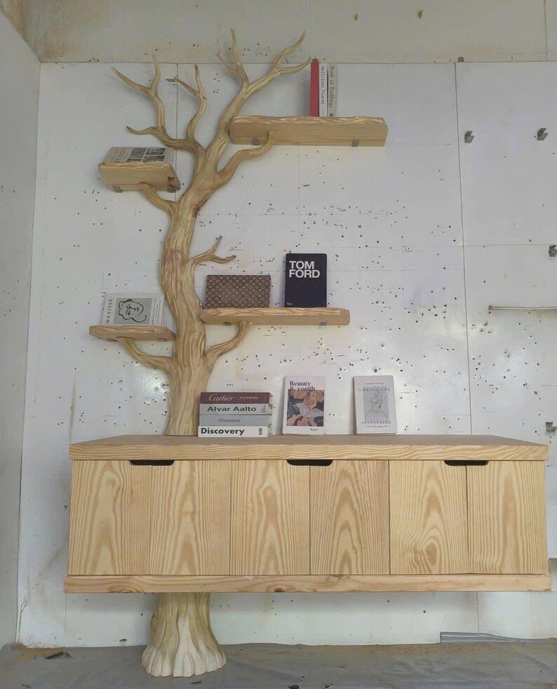 Handcrafted Tree Branch Bathroom Vanity: Natural Wood Wall Shelf - Etsy