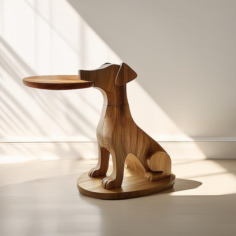 Handcrafted Wood Dog Table: Unique Bedside Nightstand, Housewarming ...
