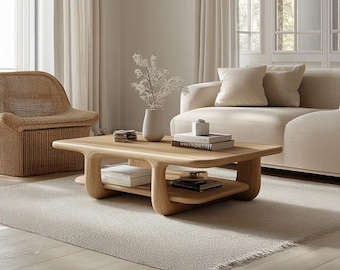 Handmade Tamarind Wood Coffee Table: Rustic Modern Living Room Decor